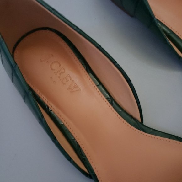LKNW flawless j crew leather zoe crocodile-embossed d’Orsay flats 7 M - Picture 8 of 9
